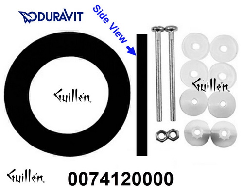 Duravit 0074120000; 1930, Happy D, Medici, Starck 3, Vero; Tank to bowl hardware with gasket two piece 1.6 gpf dual Flush; in Unfinish; ;