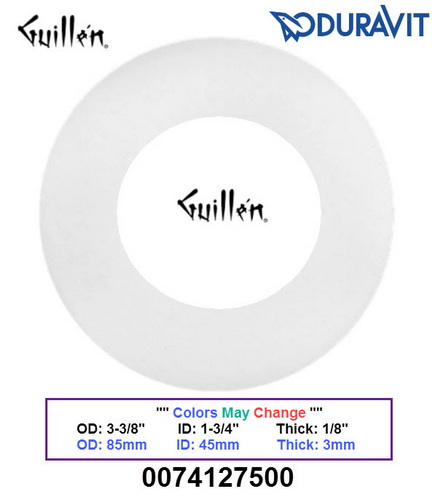 Duravit 0074127500;;__ 3-3/8in x 1-3/4in; Flat flush valve gasket flapper seal; in Unfinish; ;