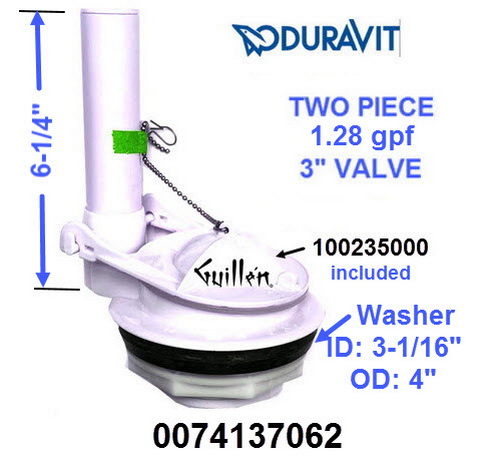 Duravit 0074137062; D-code; Flush Valve 3" two piece HET high efficiency toilet two piece 1.28 gpf single Flush; in Unfinish; ;