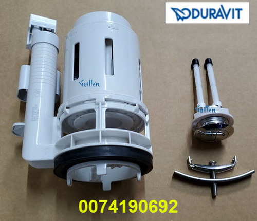Duravit 0074190692; 203; Flush valve 1 piece dual flush 3 inch with flush button; in Unfinish; Replaces 0074190600; 0074190700; 0074139300;