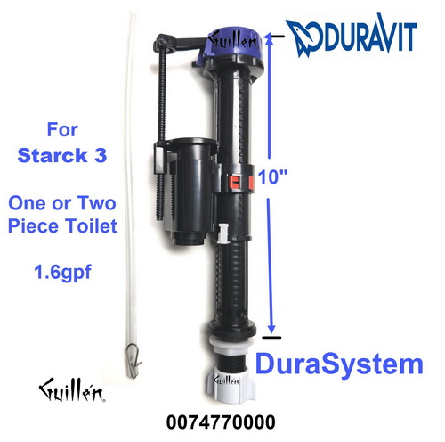 Duravit 0074770000; Starck 3; Fill valve two piece one piece 1.6 gpf single Flush; in Unfinish; ;