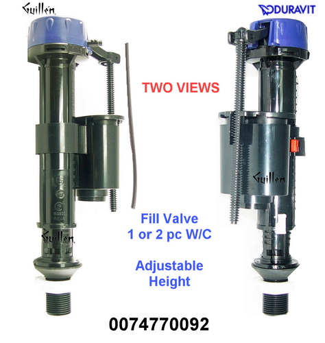Duravit 0074770092; B3800E; Fill valve for bottom supply 15/16in; in Black and Blue; Replaces 0074112800; 0074020000; 0074020062; 0074114200; 0074114262; 0074114362; 0074115000; 0074770062; 0074770092; 0074113000; 0074113200; 0074113300; 0074114300; 0074116700; 0074116800; 0074116900; 0074118600; 0074119000; 0074770000; 0074112900;