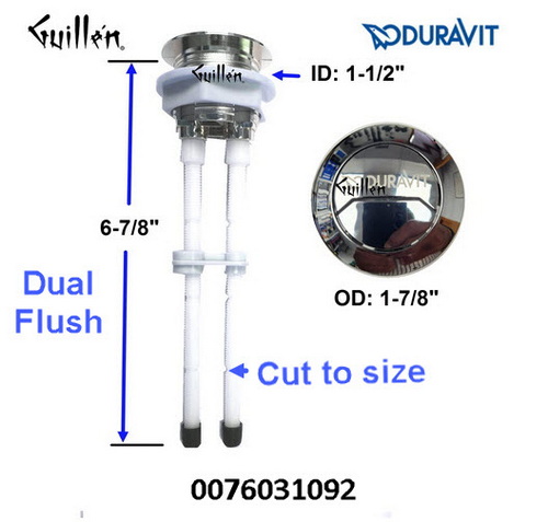 Duravit 0076031092; ; Trip lever dual action flush push button; in Chrome; Replaces '0075701000; 0075771000; 0075781000; 0075821000; 0075921000; 0075941000; 0075951000; 0075961000; 0076041000; 0076111000;