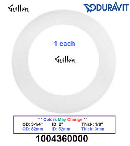 Duravit 1004360000;;__ 3-1/4in 2in;  1 each flush valve seal gasket; in Unfinish