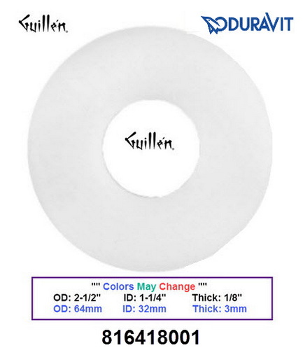 Duravit 0074124600;;__ 2-1/2in x 1-1/4in; Flat seal gasket for flush valves of exposed and concealed cisterns; in Unfinish