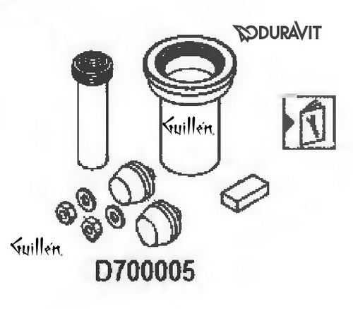 Duravit D700005; DuraSystem; toilet connection for toilet in-wall tank and carrier; in Unfinish