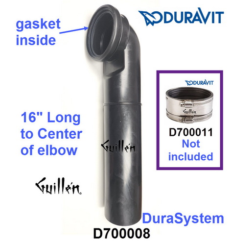 Duravit D700008; DuraSystem; HDPE outlet bend elongated for toilet in-wall tank and carrier; in Unfinish
