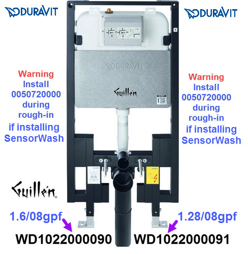 Duravit WD1022000090; DuraSystem; 1.6/0.8 gpf toilet in-wall tank and carrier; in Unfinish