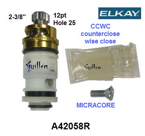 Elkay A42058R;;__ 2-3/8in 12pt; Cold ccwc; Micracore cartridge; in Unfinish; A42057R for Hot