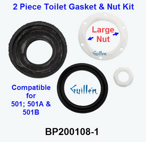 Flushmate BP200108-1;;__ 2 Piece Discharge gasket kit with large nut; in Unfinish; Replaces BP100108-1