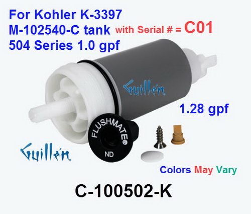 Flushmate C-100502-KIT;; Flushing Cartridge kit 504 series for M-102540-C K-3597 XXXXX-C01-XXXX (includes Duckbill and inlet screen); in Unfinish