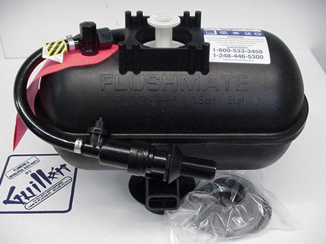 Flushmate M-101526-F FM II 501-B Pressure Assist tank for most 2 piece toilets using Flushmate rod not included; Discontinued Product: Use Flushmate M-101526-F3BK with universal hand acuation kit trip lever Link; Flushmet M-101526-F3B with center push button actuator in tank lid top flush