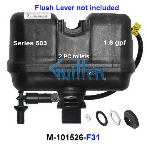 Flushmate M-101526-F31;__ 2 PC Lever handle 503 1.6 gpf; pressure assist system for all OEMs except Kohler K4404, Gerber 28-385, and -F3B- serial numbers; in Black