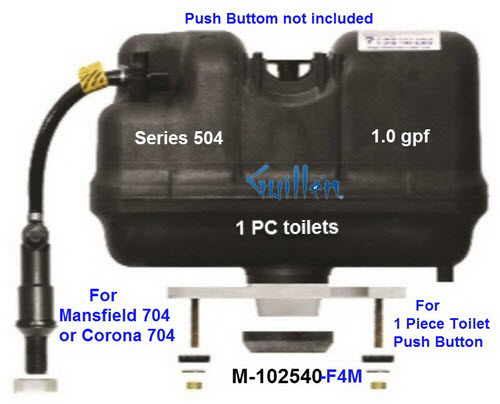 Flushmate M-102540-F4M;__ 1 PC Push Button 504 1.0 gpf; pressure assist system for Mansfield 704 (push button) and Corona 704 (push button); in Black