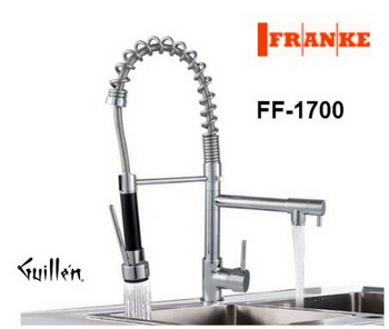 Franke FF-1700; FF-1700 Series; Pullout with Spray Heat Triple Handle Professional Arc Spout Kitchen Faucet; in Polished Chrome; Discontinued Product