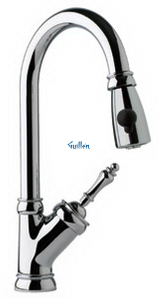 Franke FHPD500; Farm House FHPD500 Series; Pullout with Spray Heat Single Handle Arc Spout Kitchen Faucet; in Polished Chrome; Discontinued Product