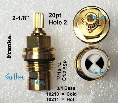 Franke 10210; ; __ 2-1/8in 20pt; Cold ccwc 1/4 turn brass ceramic cartridge; in Unfinish