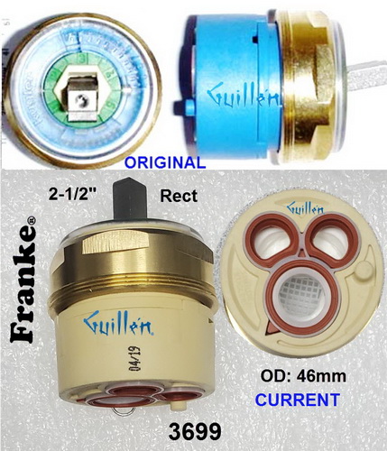 Franke 3699; ; __ 2-1/2in Rect; singlre lever cartridge cartridge; in Unfinish; 3699; FR3699; Discontinued Product