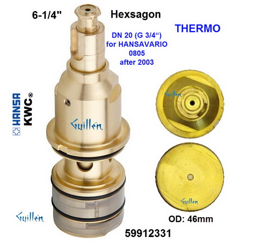KWC Hansa 59912331;__ 6-1/4in Hex; Thermostatic cartridge DN20 G3/4 for HANSAVARIO 0805 0290 after 2003; in Unfinish