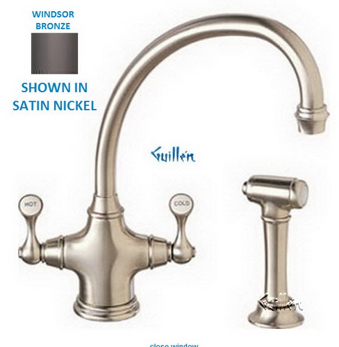Franke BFT-460; Biflow Traditional BFT-400 Series; Double Handle with Side Spray Arc Spout Kitchen Faucet; in Windsor Bronze; Discontinued Product