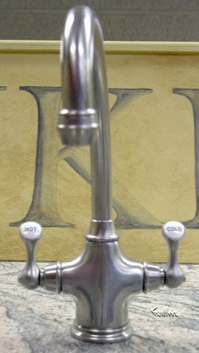 Franke BFT-470; Biflow Traditional BFT-400 Series; Double Handle with Side Spray Arc Spout Kitchen Faucet; in Polished Nickel