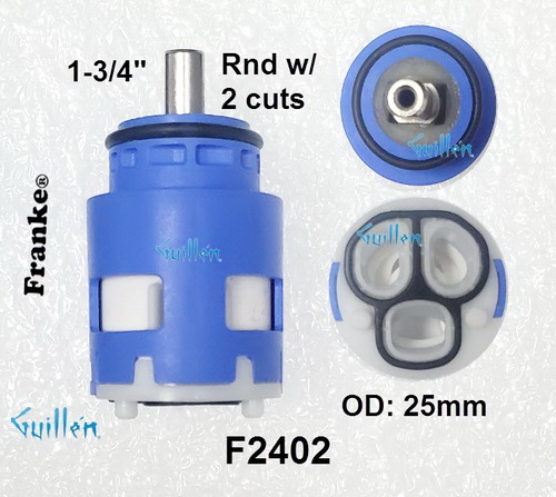 Franke F2402; ; __ 1-3/4in Rnd cut2; single lever cartridge; in Unfinish