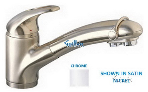 Franke FF-1200; Dolphin FF-1200 Series; Pullout with Dual Aerators Single Handle Low Style Kitchen Faucet; in Chrome