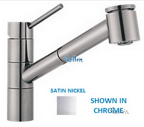 Franke FF-2080; FF-2000 Series; Pullout with Spray Heat Single Handle Top Lever Low Style Shower Spout Kitchen Faucet; in Satin Nickel; Discontinued Product