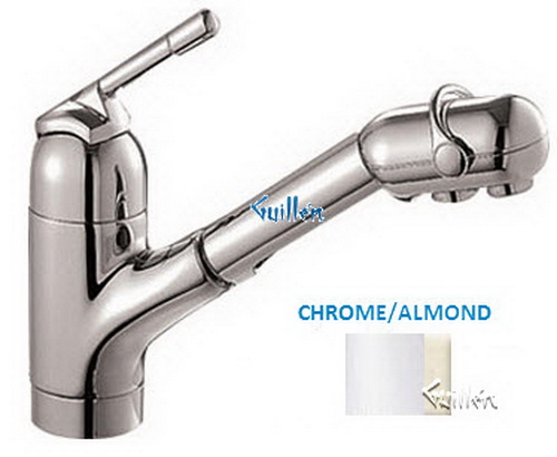 Franke FF-302; FF-300 Series; Pullout with Dual Aerators Single Handle Top Lever Low Style Kitchen Faucet; in Chrome/Almond