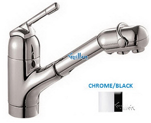 Franke FF-303; FF-300 Series; Pullout with Dual Aerators Single Handle Top Lever Low Style Kitchen Faucet; in Chrome/Black
