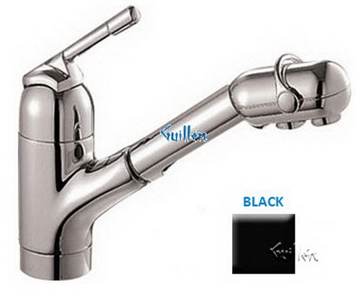 Franke FF-330; FF-300 Series; Pullout with Dual Aerators Single Handle Top Lever Low Style Kitchen Faucet; in Black