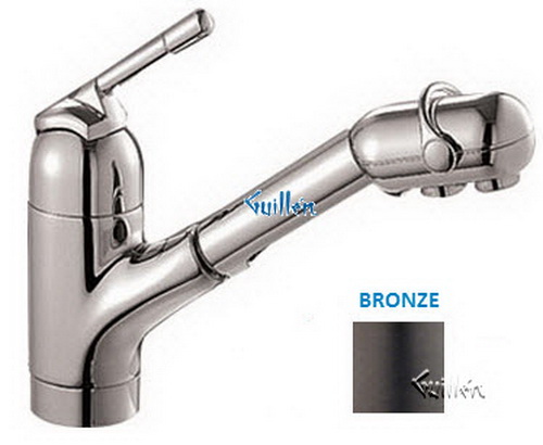 Franke FF-360; FF-300 Series; Pullout with Dual Aerators Single Handle Top Lever Low Style Kitchen Faucet; in Bronze