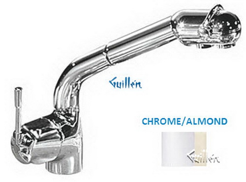 Franke FF-602; FF-600 Series; Pullout with Dual Aerators Single Handle Side Lever High Style Kitchen Faucet; in Chrome/Almond