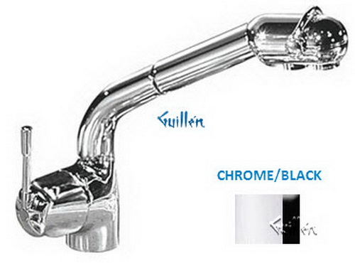 Franke FF-603; FF-600 Series; Pullout with Dual Aerators Single Handle Side Lever High Style Kitchen Faucet; in Chrome/Black