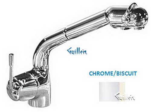Franke FF-604; FF-600 Series; Pullout with Dual Aerators Single Handle Side Lever High Style Kitchen Faucet; in Chrome/Biscuit