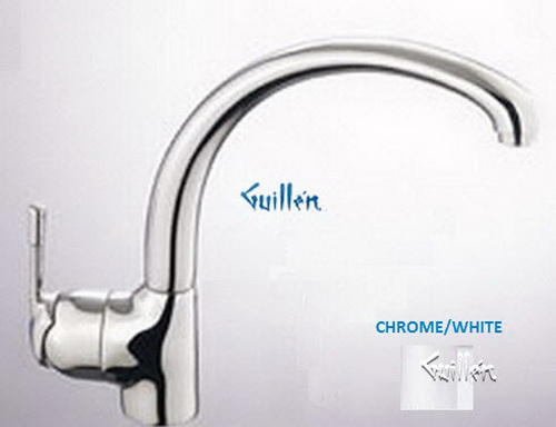 Franke FF-801; FF-800 Series; Single Handle Arc Spout Side Lever Kitchen Faucet; in Chrome/White