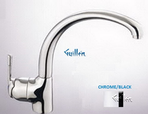 Franke FF-803; FF-800 Series; Single Handle Arc Spout Side Lever Kitchen Faucet; in Chrome/Black