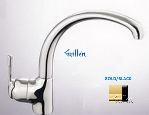 Franke FF-890; FF-800 Series; Single Handle Arc Spout Side Lever Kitchen Faucet; in Gold/black