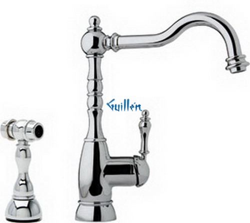 Franke FHF100; Farm House FHF100 Series; Single Handle with Side Spray High Style Kitchen Faucet; in Polished Chrome; Discontinued Product