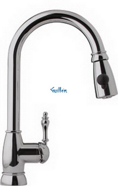 Franke FHPD100; Farm House FHPD100 Series; Pullout with Spray Heat Single Handle Arc Spout Kitchen Faucet; in Polished Chrome; Discontinued Product
