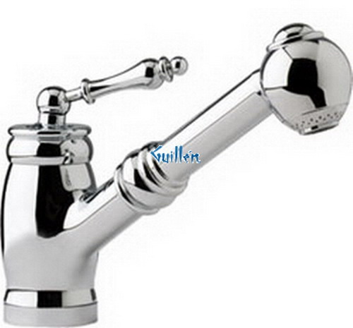 Franke FHPS100; Farm House FHPS100 Series; Pullout with Spray Heat Single Handle Low Style Kitchen Faucet; in Polished Chrome; Discontinued Product
