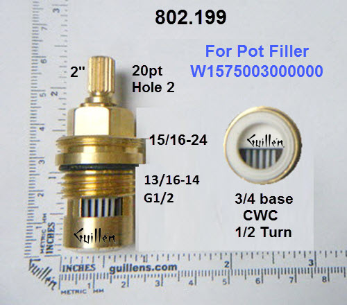 Franke 802.199::__ 2in 20pt; CWC; 1/2 Turn brass ceramic cartridge for Pot Filler W1575003000000; FR802.199