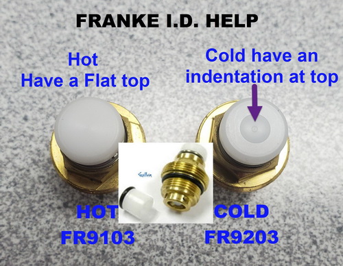 Franke FR9103; ; Hot Valve & Seat Set For LB1000 Little Butler W/O Retainer cartridge; in Unfinish; 9103; FR9203; 9203; FFPS600A