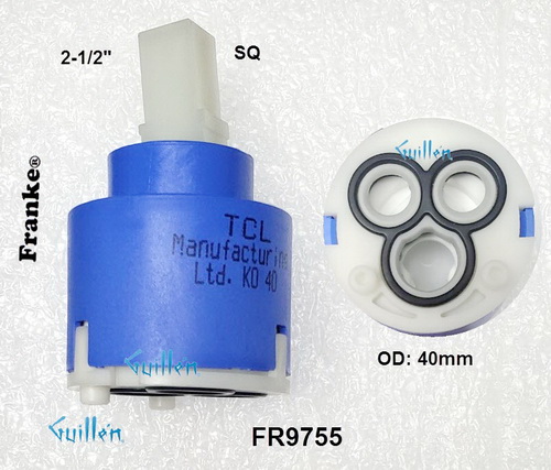 Franke FR9755; ATM; __ 2-1/2in SQ; single lever cartridge; in Unfinish; 9755