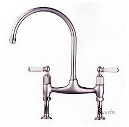Franke MH-280; Manor House MH-200 Series; Double Handle Arc Spout Kitchen Faucet; in Satin Nickel; Discontinued Product