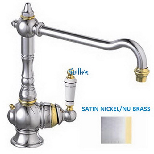 Franke OE-1089; Orient Express OE-1000 Series; Single Handle Side Lever High Style Kitchen or Bath Faucet; in Satin Nickel/NuBrass