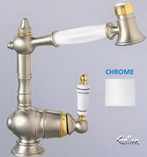 Franke OE-900; Orient Express OE-900 Series; Pullout with Spray Heat Single Handle Low Style Side Lever Kitchen Faucet; in Chrome; Discontinued Product