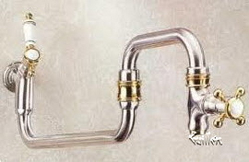 Franke PF-2089; Universal PF-2000 Series; Pot Filler Double Handle Wall Mount Kitchen Faucet; in Satin Nickel/NuBrass