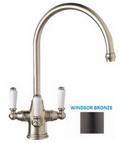 Franke TFC-360; Triflow Corinthian TFC-300 Series; Triple Handle Arc Spout Kitchen or Bath Faucet; in Windsor Bronze; Discontinued Product