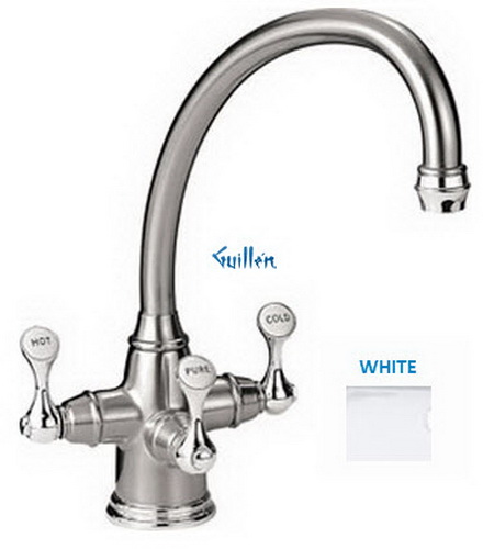 Franke TFT-310; Triflow Traditional TFT-300 Series; Triple Handle Arc Spout Kitchen or Bath Faucet; in White